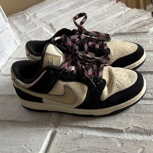 Nike Black and Tan Sneakers with Red Laces